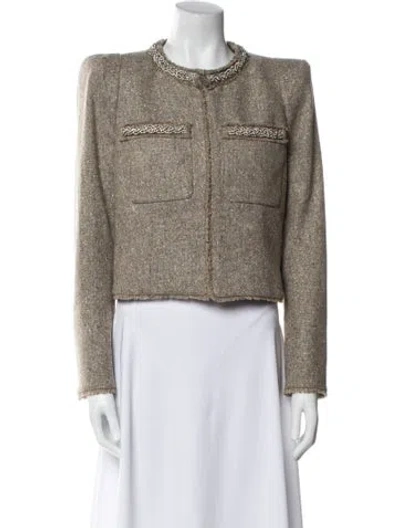 Pre-owned Veronica Beard Wool Tweed Pattern Evening Jacket In Neutral