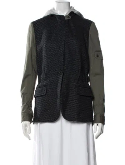 Pre-owned Veronica Beard Wool Tweed Pattern Jacket In Blue