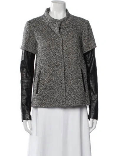 Pre-owned Veronica Beard Wool Tweed Pattern Jacket In Gray