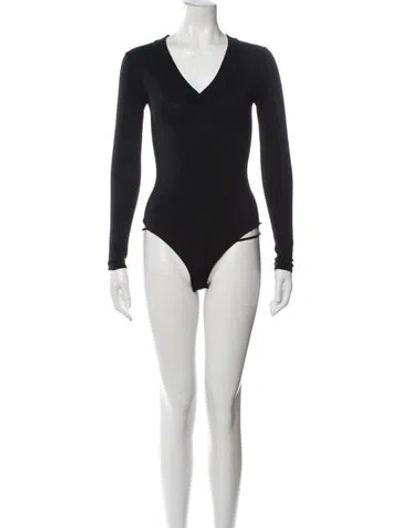 Pre-owned Veronica Beard Wool V-neck Bodysuit In Black/metallic