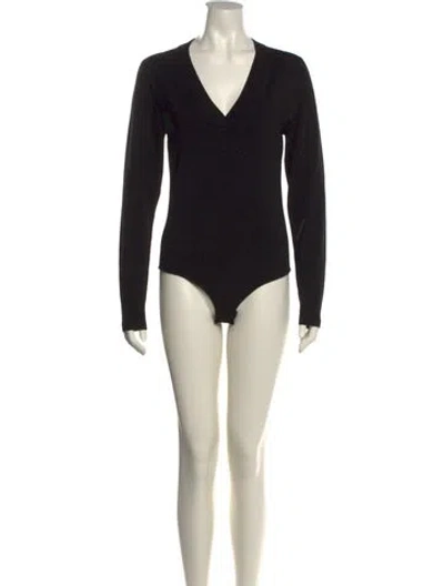 Pre-owned Veronica Beard Wool V-neck Bodysuit W/ Tags In Black