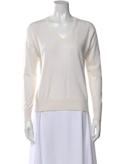 Pre-owned Veronica Beard Wool V-neck Sweater In Neutral