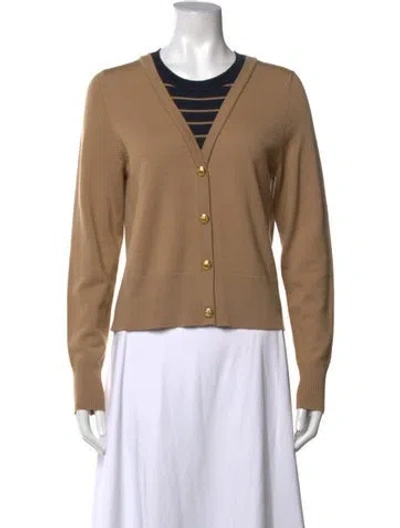 Pre-owned Veronica Beard Wool V-neck Sweater In Neutrals
