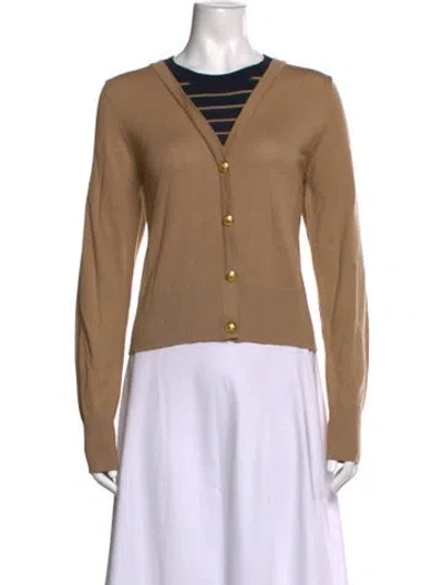 Pre-owned Veronica Beard Wool V-neck Sweater In Neutrals