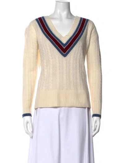 Pre-owned Veronica Beard Wool V-neck Sweater W/ Tags In Neutral
