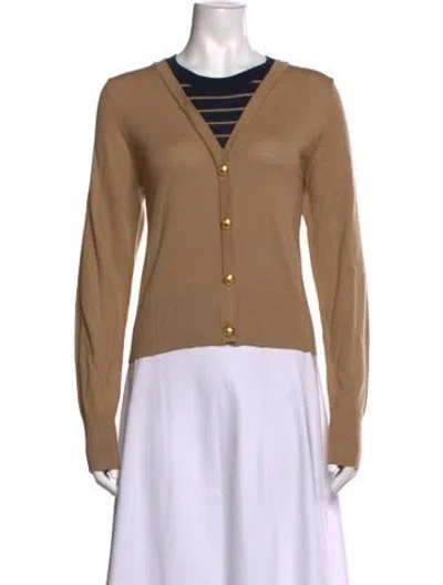 Pre-owned Veronica Beard Wool V-neck Sweater W/ Tags In Neutrals