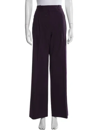 Pre-owned Veronica Beard Wool Wide Leg Pants In Purple