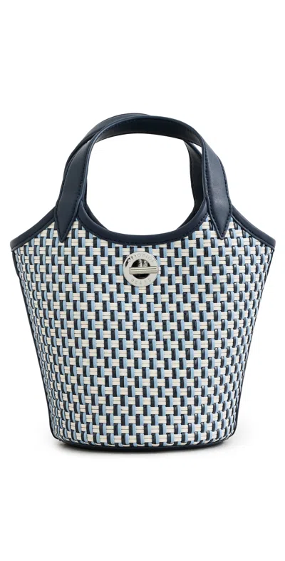 Veronica Beard Woven Anchor Bucket Bag Navy Multi