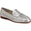 Veronica Beard Woven Metallic Penny Loafers In Silver
