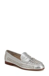 Veronica Beard Woven Metallic Penny Loafers In Silver