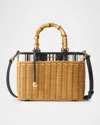 Veronica Beard Woven Wicker Crossbody Bag With Striped Canvas
