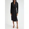 Veronica Beard Asymmetric Wright Shirt Midi Dress In Black