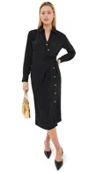Veronica Beard Asymmetric Wright Shirt Midi Dress In Black