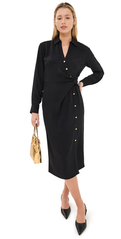 Veronica Beard Wright Wrap-effect Crepe Midi Shirt Dress In Black