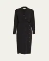 Veronica Beard Wright Midi Shirtdress In Black