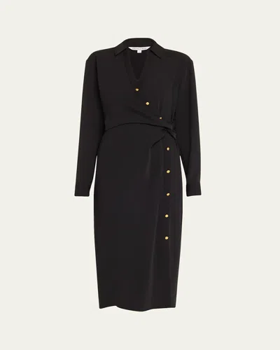 Veronica Beard Wright Midi Shirtdress In Black
