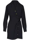 Veronica Beard Wright Long-sleeve Mini Wrap Dress In 黑色