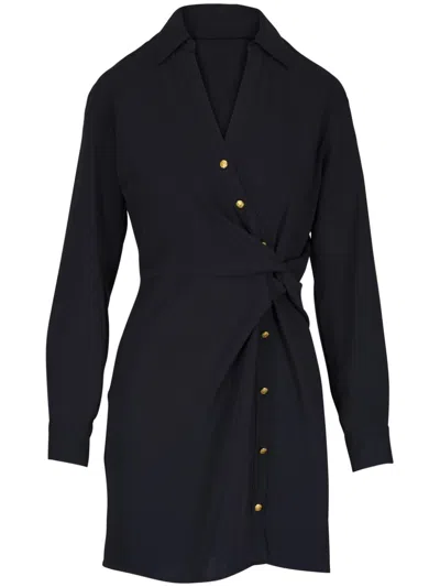 Veronica Beard Wright Long-sleeve Mini Wrap Dress In 黑色
