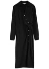 Veronica Beard Asymmetric Wright Shirt Midi Dress In Black