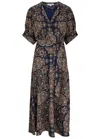 Veronica Beard Wyatt Wrap-effect Printed Crepe Midi Dress In Multicoloured