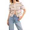 Veronica Beard Wyatt Striped Short-sleeve Jacket In Multi