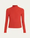 Veronica Beard Wyeth Rib Mock Neck Top In Red