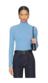 Veronica Beard Wyeth Rib Mock Neck Top In Blue