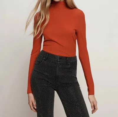 VERONICA BEARD WYETH TURTLENECK TOP IN CARNELIAN RED