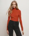 Veronica Beard Wyeth Rib Mock Neck Top In Red