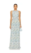 Veronica Beard Yardley Floral Pleated Chiffon Gown
