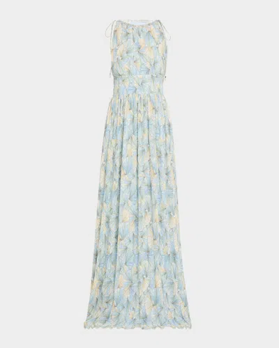 Veronica Beard Yardley High-neck Maxi Dress In Blue