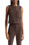 Veronica Beard Yareli Boxy Sleeveless Top In Brown