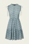 Veronica Beard Yulianna Floral Tiered Button-front Mini Dress In Blue