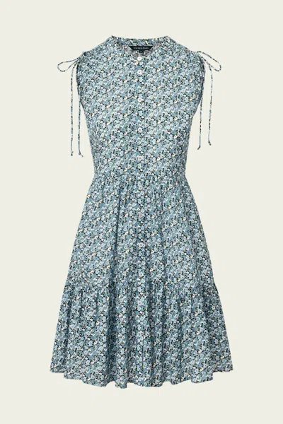 Veronica Beard Yulianna Floral Mini Dress In Lake Mist Multi In Blue