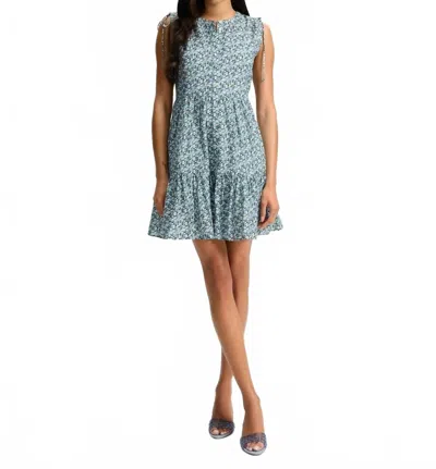 Veronica Beard Yulianna Floral Mini Dress In Lake Mist Multi In Blue
