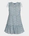 Veronica Beard Yulianna Floral Tiered Button-front Mini Dress In Blue