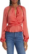 Veronica Beard Yulita Cut Out Silk Blend Top In Watermelon In Red