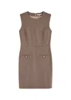 Veronica Beard Yumi Checked Wool-blend Shift Dress In Brown
