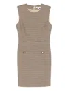Veronica Beard Yumi Sleeveless Houndstooth Mini Dress In Brown