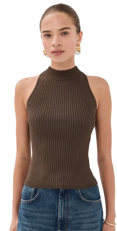 Veronica Beard Yuna Knit Top Dark Umber In Brown