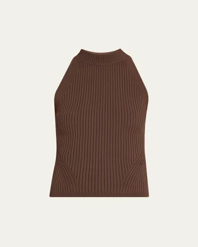 Veronica Beard Yuna Knit Turtleneck Top In Brown