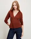 Veronica Beard Zainen Merino Wool Pullover In Rust