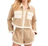 Veronica Beard Zariah Cropped Cardigan In Stone Khaki In Multi
