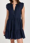 Veronica Beard Zee Linen Dress In Blue