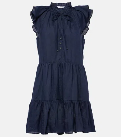 Veronica Beard Zee Linen Dress In Marine