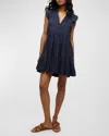 VERONICA BEARD ZEE TIERED LINEN FLUTTER-SLEEVE MINI DRESS