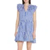 Veronica Beard Zee Tiered Mini Dress In Cobalt Multi In Multi