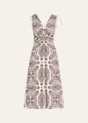 Veronica Beard Zia Paisley-print Cotton-blend Poplin Midi Dress In Off White Multi
