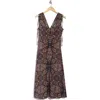 Veronica Beard Zia Sleeveless Stretch Cotton Midi Dress In Navy Multi