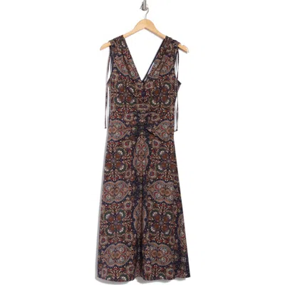 Veronica Beard Zia Sleeveless Stretch Cotton Midi Dress In Navy Multi
